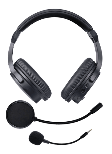 Wireless headset with microphone and noise-canceling features, ideal for gaming, streaming, and online meetings. Comfortable over-ear design for extended use and clear audio quality.