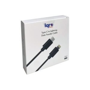 Type-C to Lightning Data Transfer Cable for iPhone and iPad, fast charging and syncing cable, 1 meter length, compatible with Apple devices, premium quality by Iqra Studio.